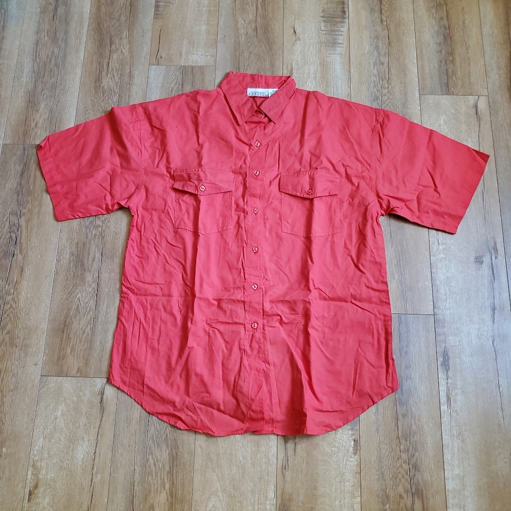 NWT FORELLI 100% Cotton Collared Button up Shirt Size 14/16 Short Sleeves